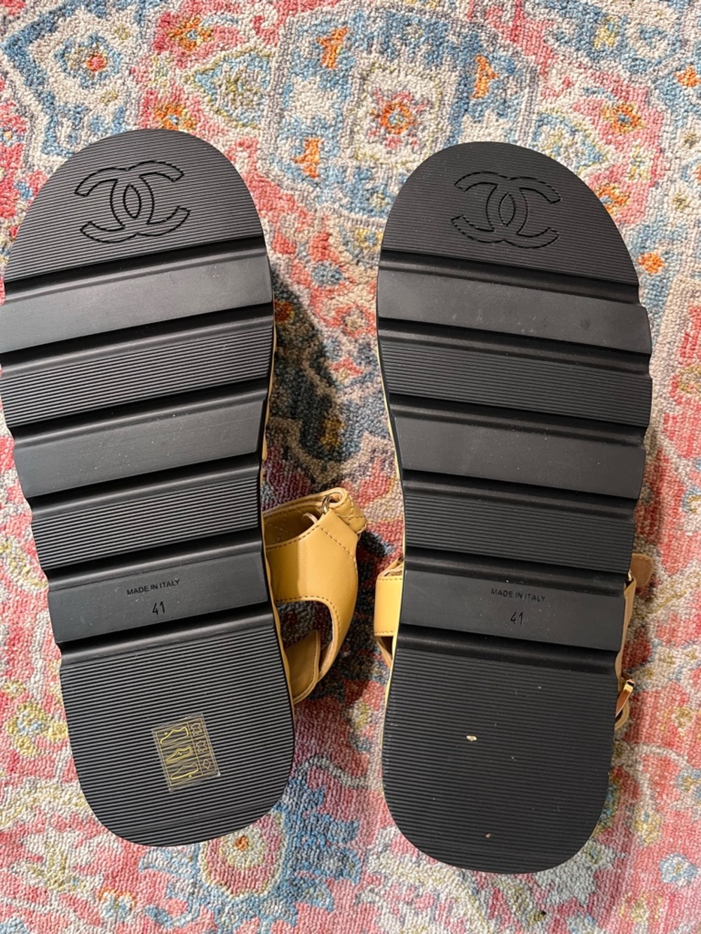 CHANEL Nude Leather Slingback Sandals with Gold-Tone Hardware - Picture 3 of 10
